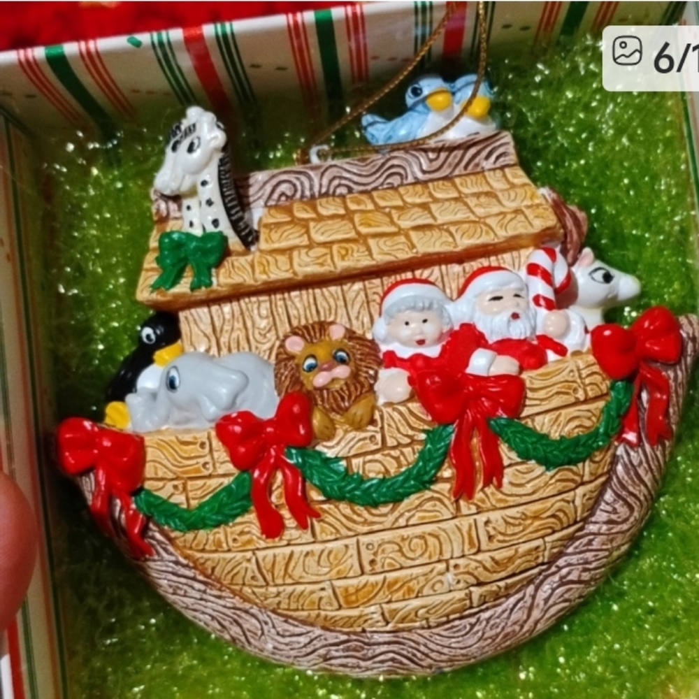 Kurt Adler Holiday Ceramic Noah's Ark Ornament